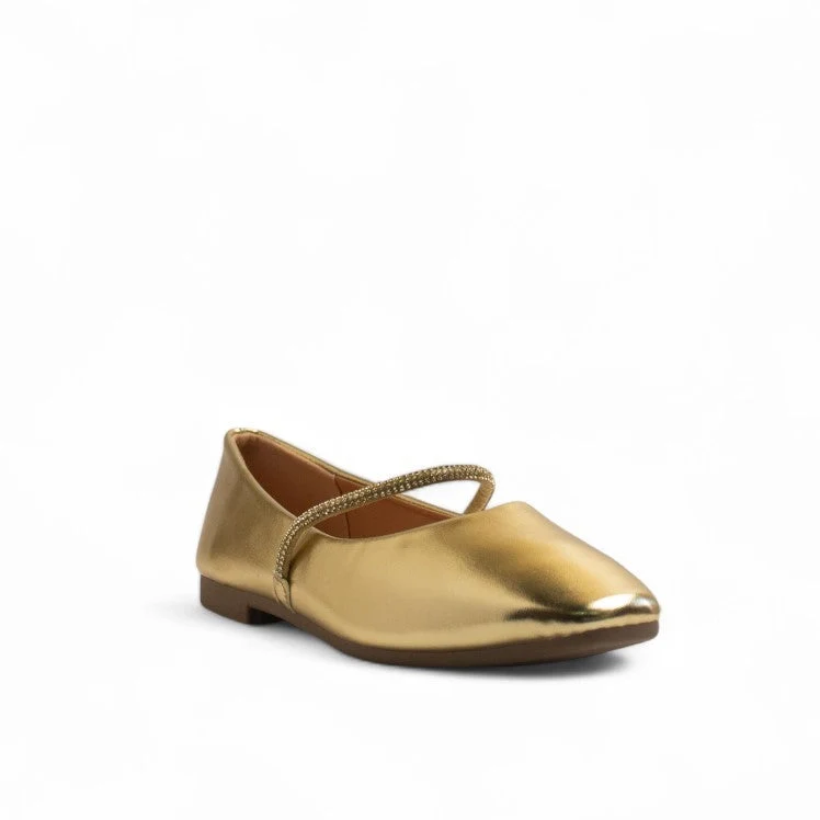 Europeon Union Women Gold Leather Ballerina #3369