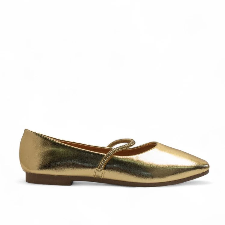 Europeon Union Women Gold Leather Ballerina #3369