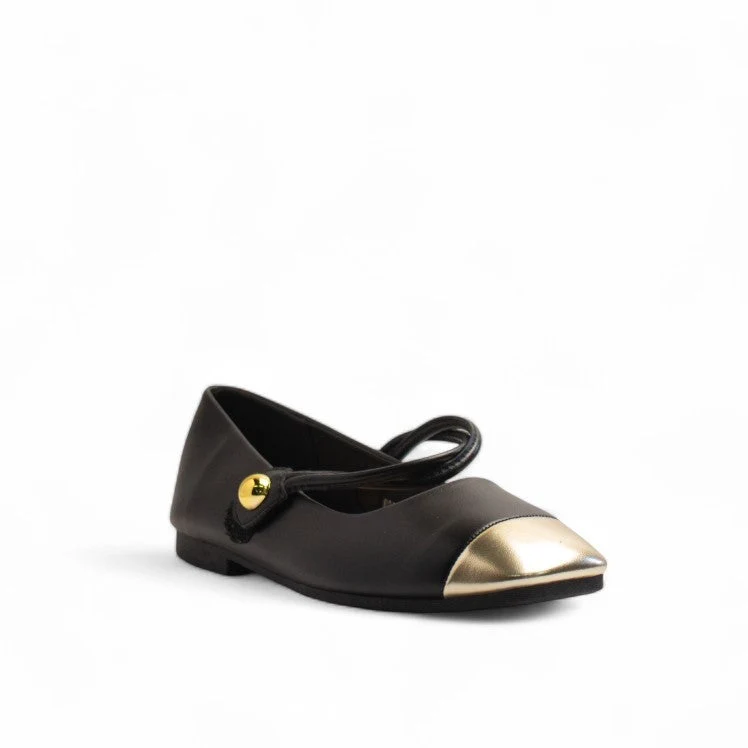 Europeon Union Women Black Leather Ballerina #3413