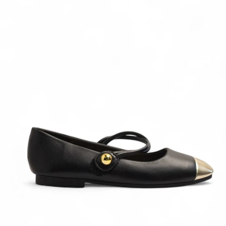 Europeon Union Women Black Leather Ballerina #3413