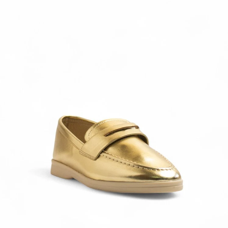 Europeon Union Women Gold Leather Shoes #3233