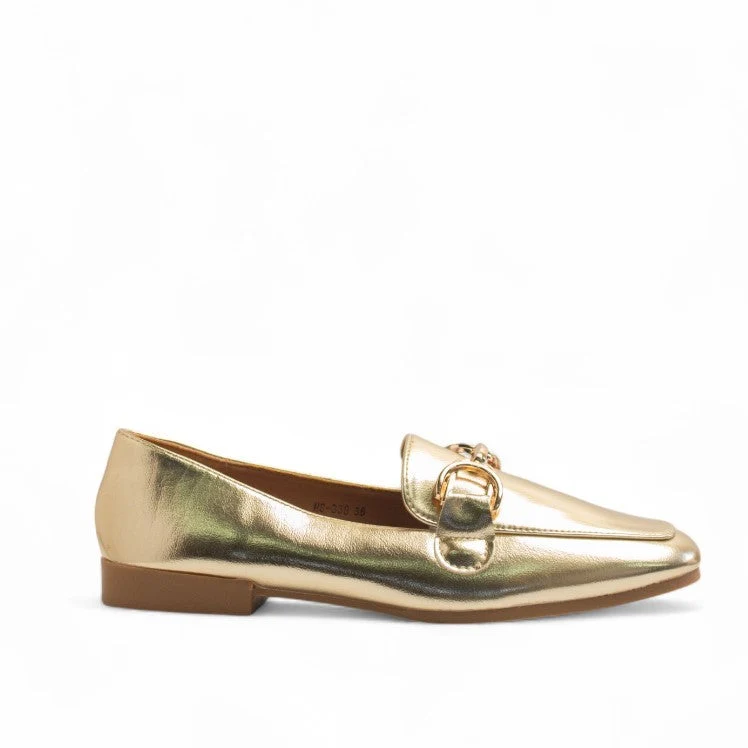 Europeon Union Women Gold Leather Shoes #3318