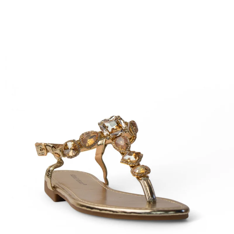 Europeon Union Women Gold Leather Sandal #3950