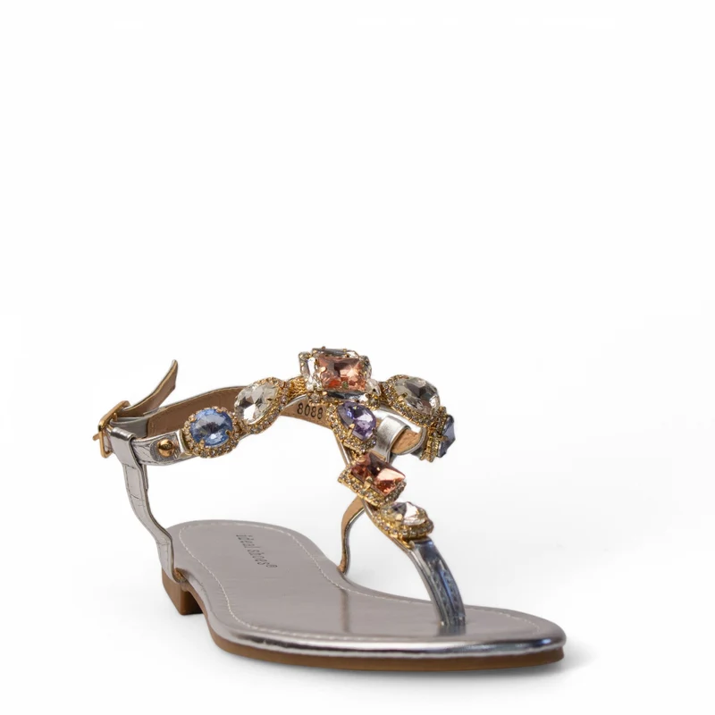 Europeon Union Women Silver Leather Sandal #3949