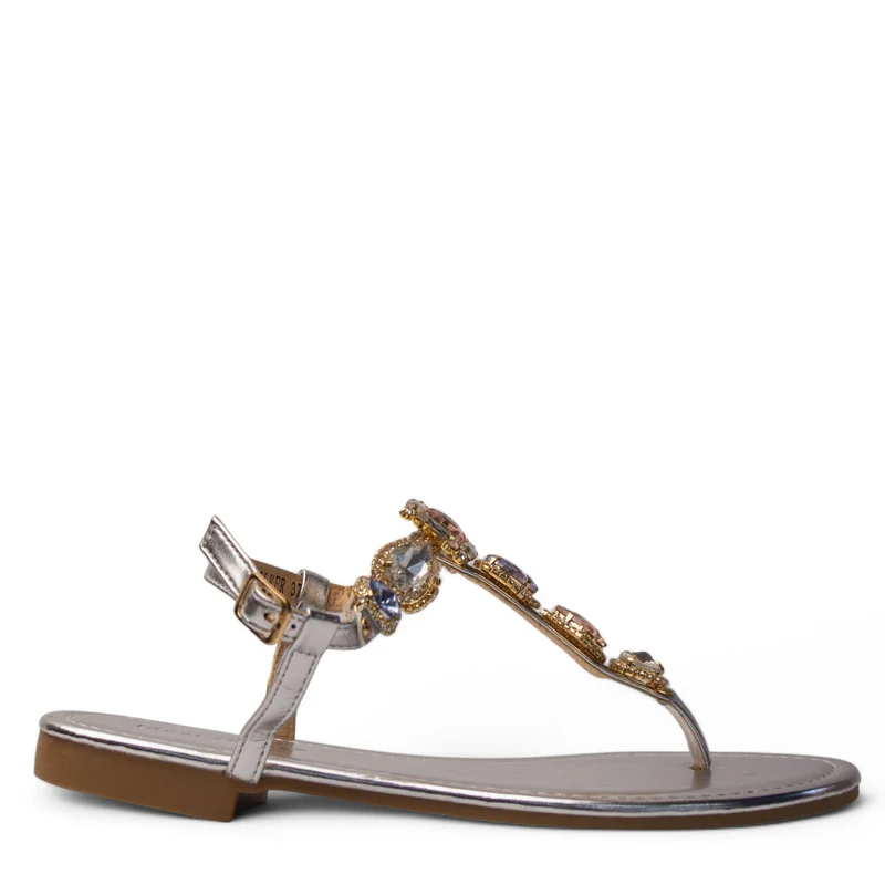 Europeon Union Women Silver Leather Sandal #3949