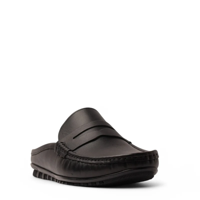 Men Black Leather Mules #4835