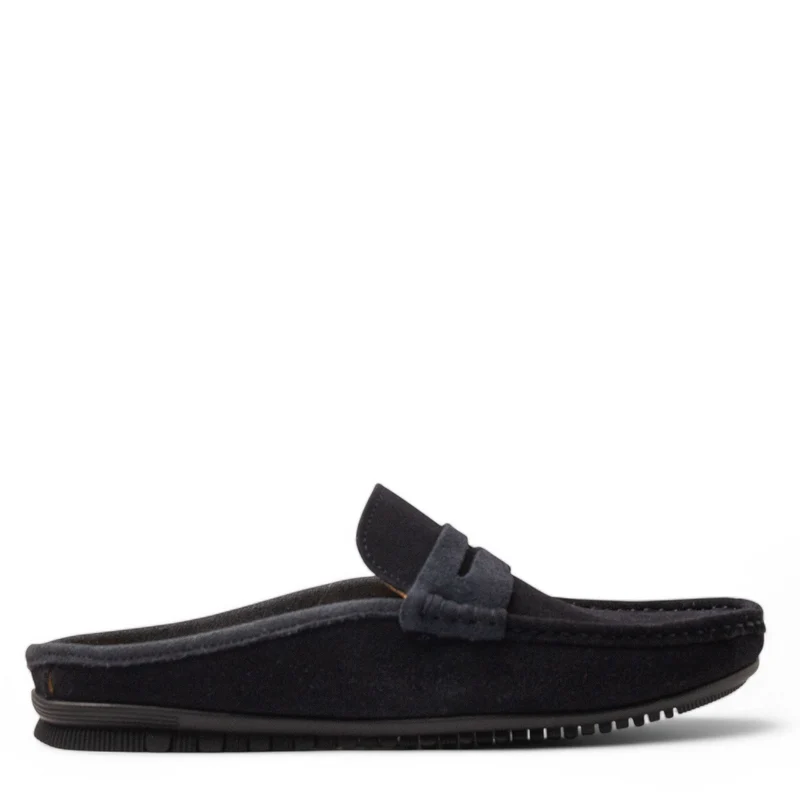 Men Navy Chamois Mules #4831