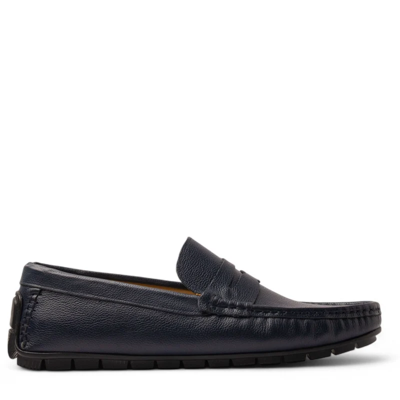 Men Navy Leather Espadrilles #4821