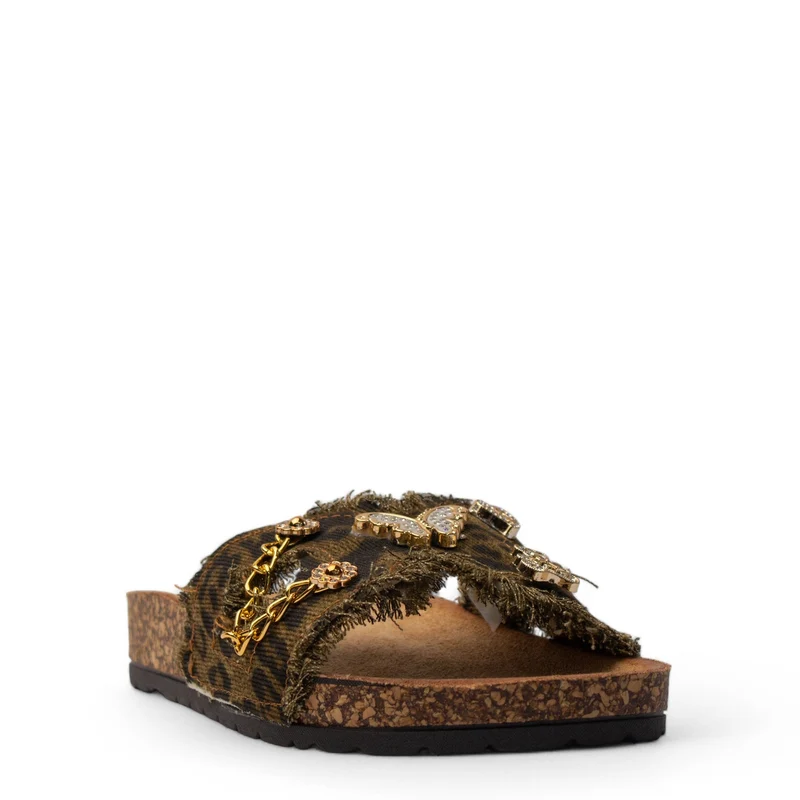 Europeon Union Women Kaki Cloth Slipper #3957