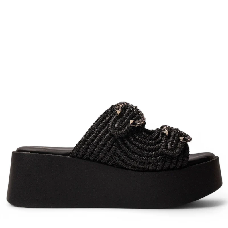Europeon Union Women Black Magdool Wedges #4213