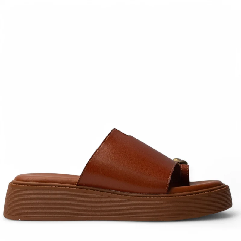 Europeon Union Women Camel Leather Slipper #4207