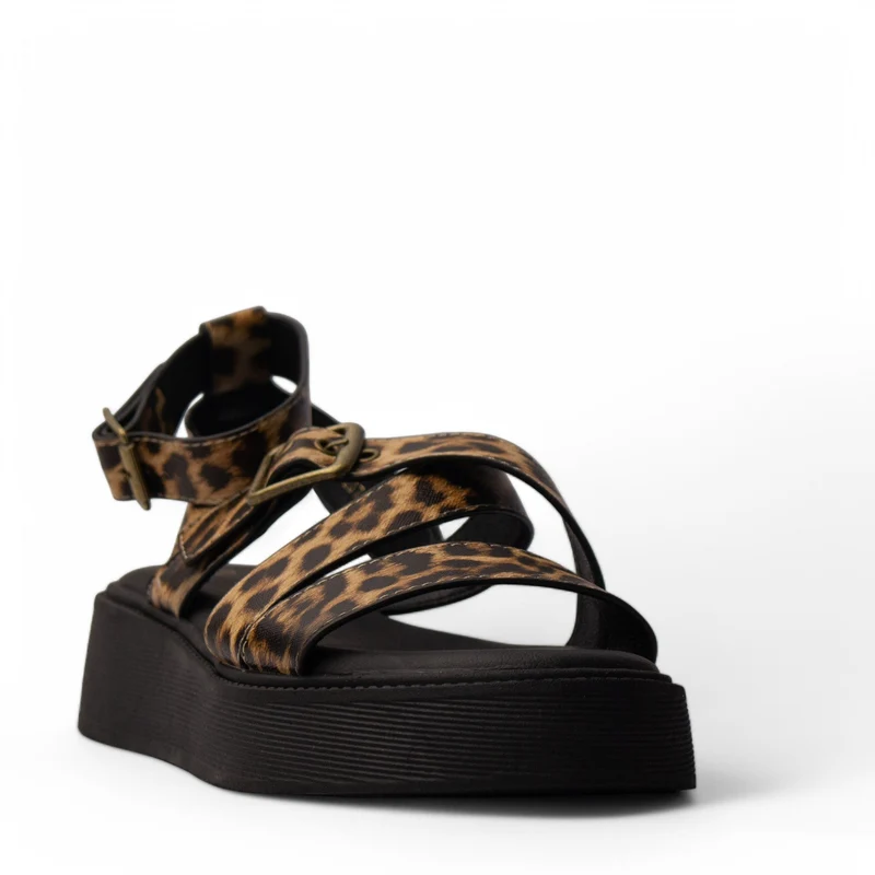 Europeon Union Women Leopard Leather Sandal #4205
