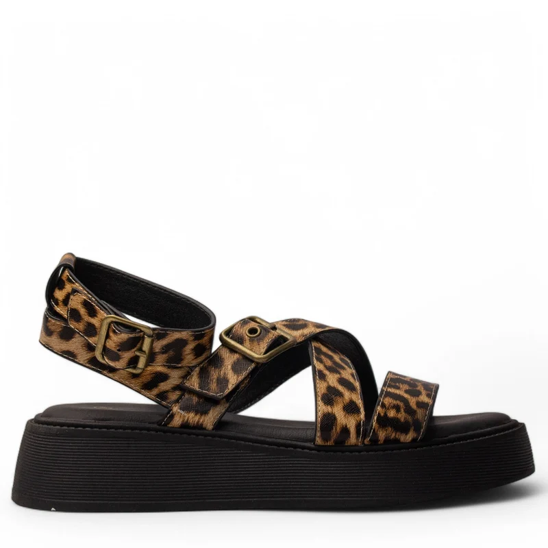 Europeon Union Women Leopard Leather Sandal #4205