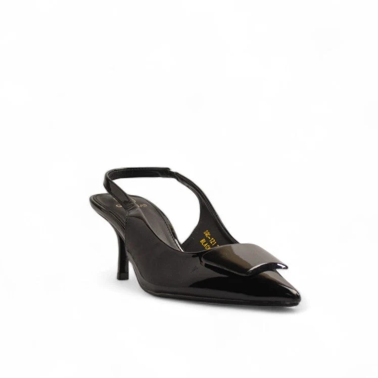 Europeon Union Women Black Vernis Leather Heels #3531