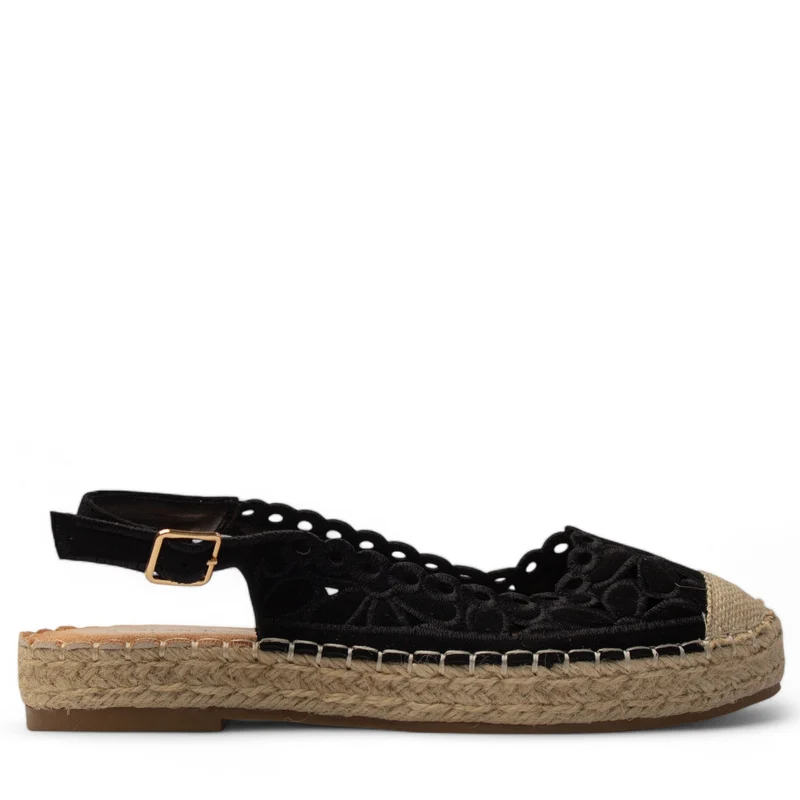 Europeon Union Women Black Cloth Sandal #3874