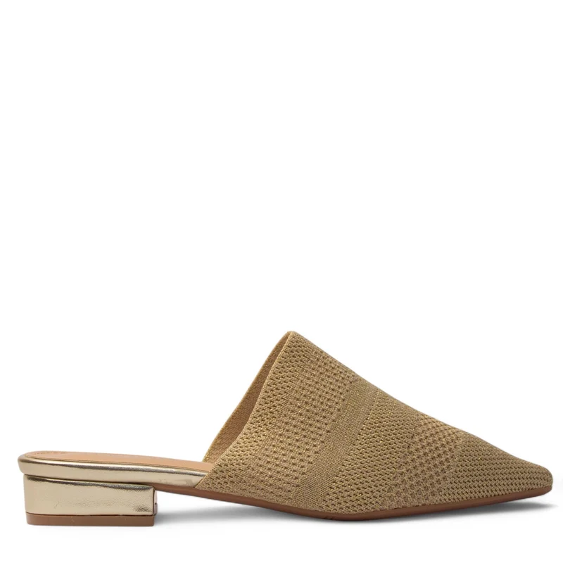 Europeon Union Women Gold Cloth Mules #3914