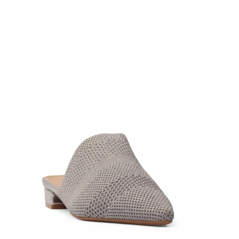 Europeon Union Women Silver Cloth Mules #3913
