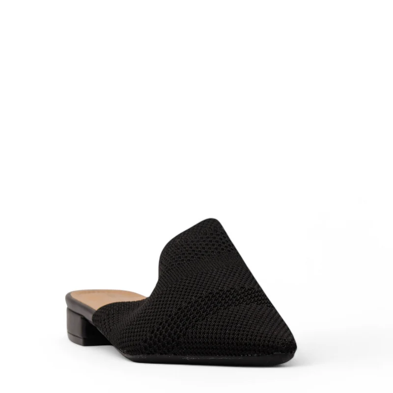 Europeon Union Women Black Cloth Mules #3912