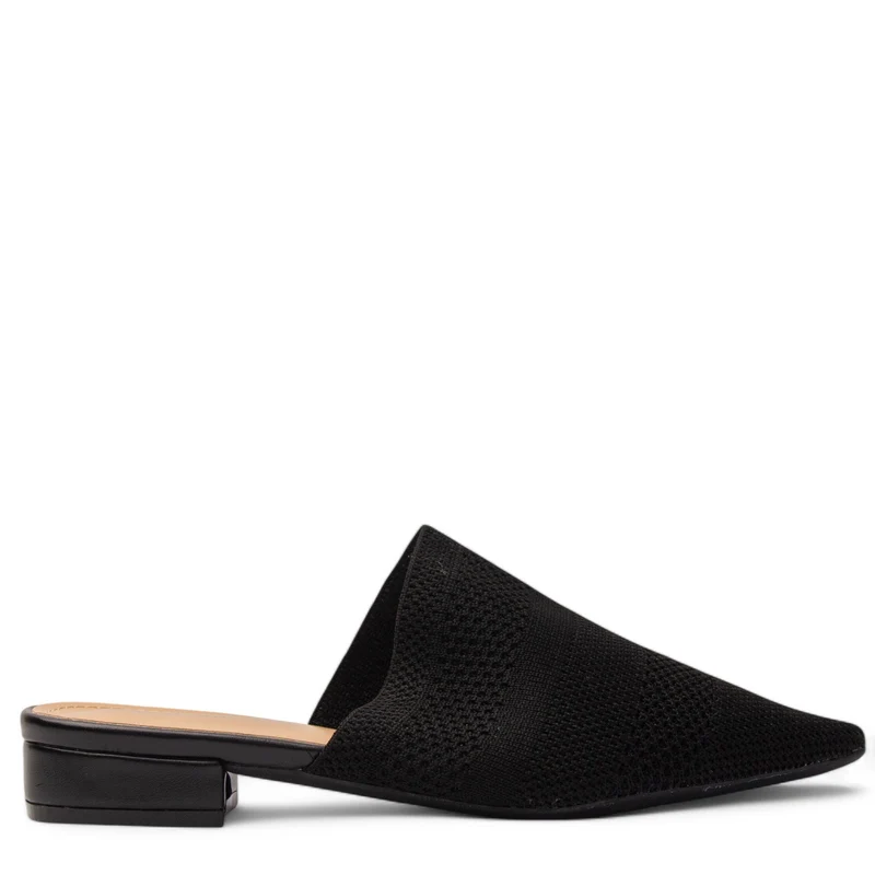 Europeon Union Women Black Cloth Mules #3912