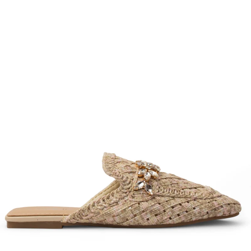 Europeon Union Women Beige Cloth Mules #3860