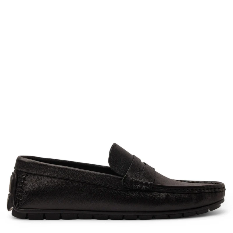 Men Black Leather Espadrilles #4819