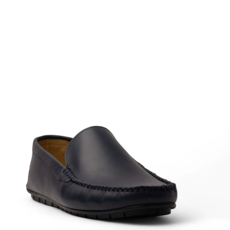 Men Navy Leather Espadrilles #4813