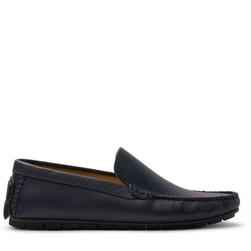 Men Navy Leather Espadrilles #4813