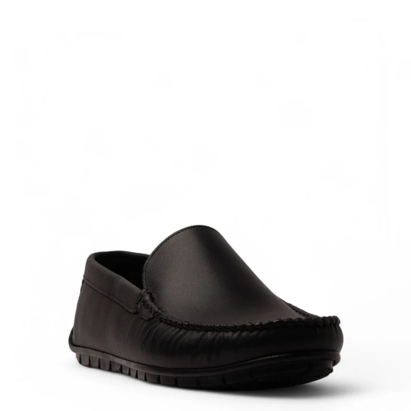 Men Black Leather Espadrilles #4811