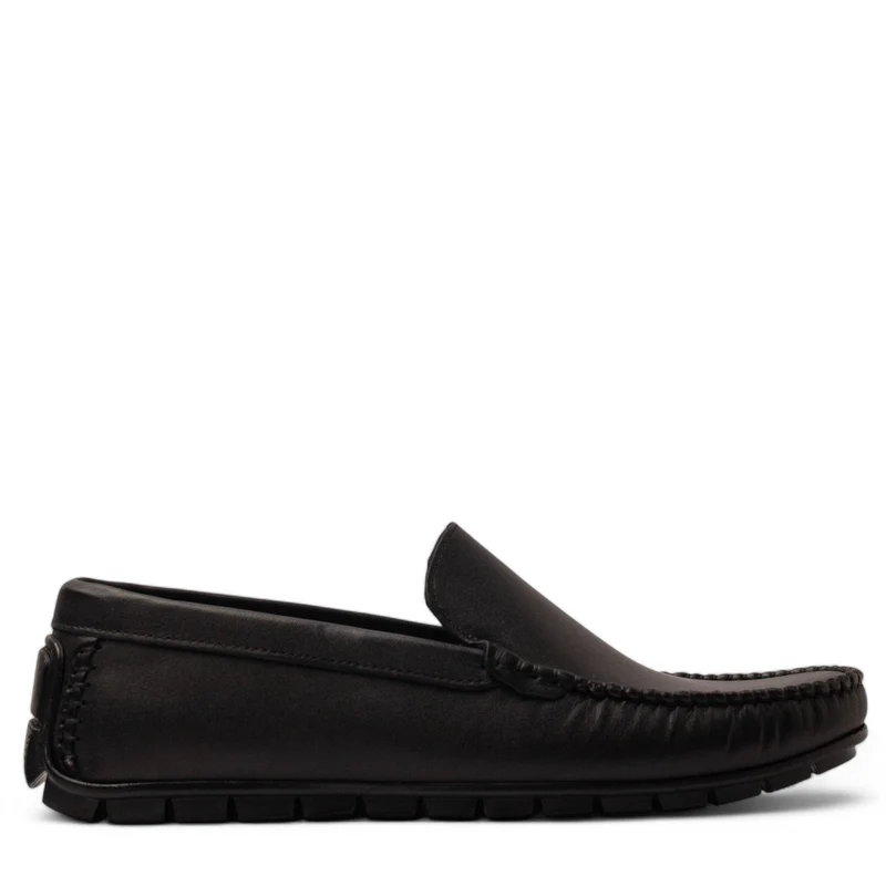 Men Black Leather Espadrilles #4811