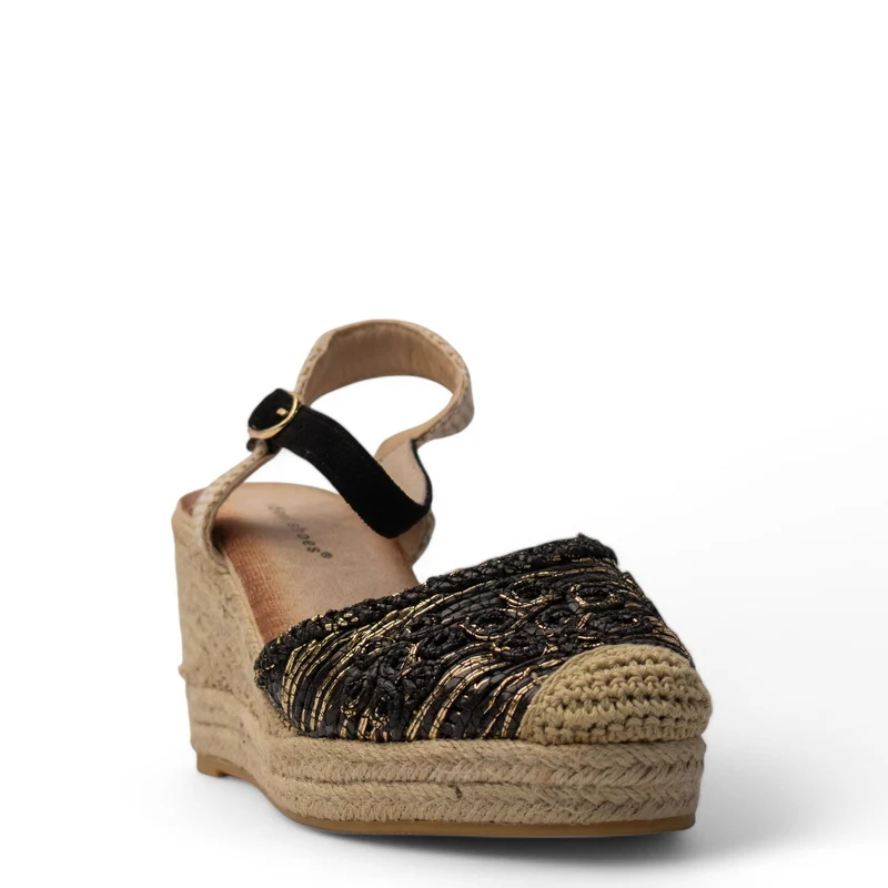 Europeon Union Women Black Magdool Wedges #3937