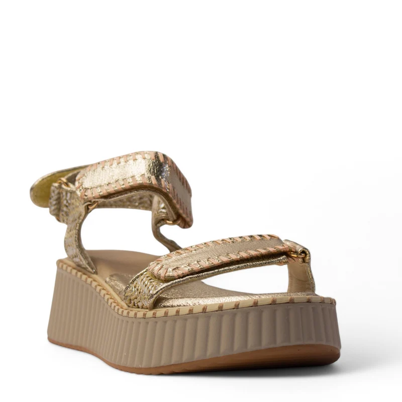 Europeon Union Women Gold Leather Sandal #4203