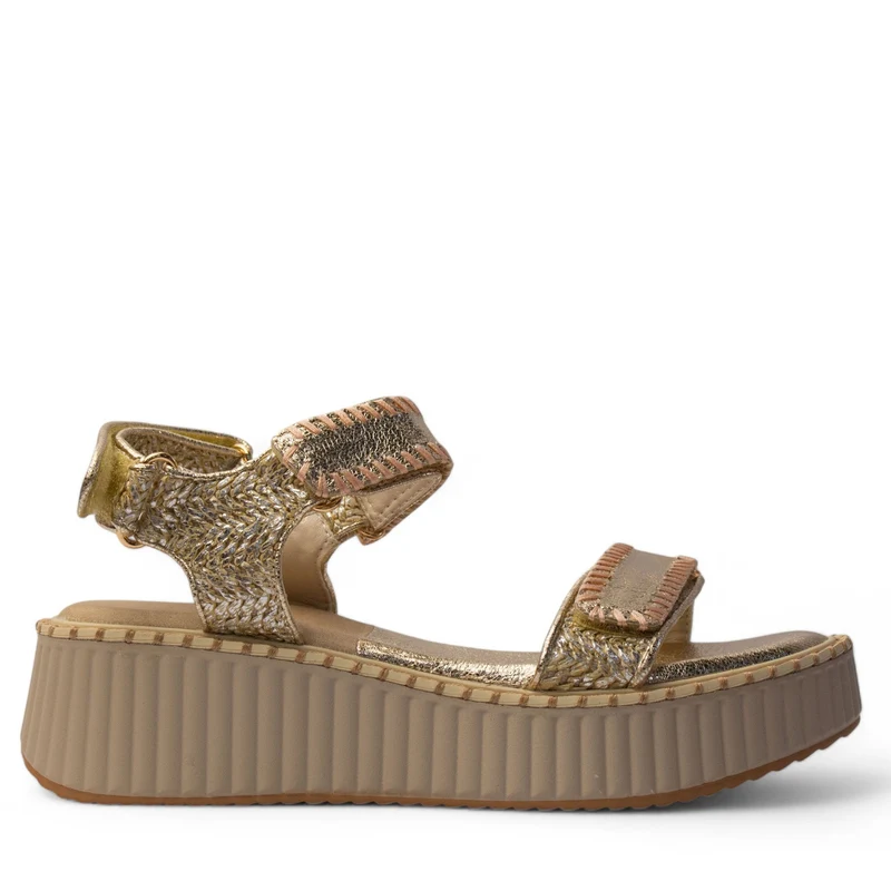 Europeon Union Women Gold Leather Sandal #4203
