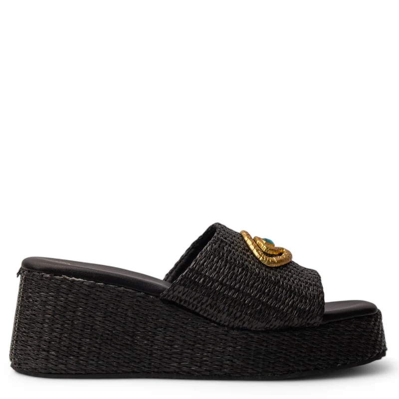 Europeon Union Women Black Magdool Wedges #4197