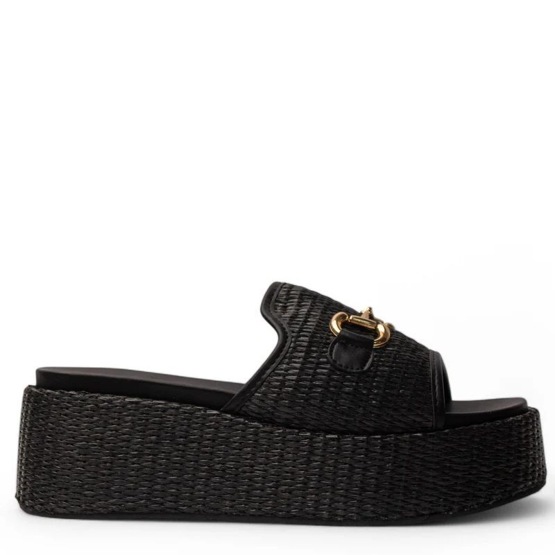Europeon Union Women Black Magdool Wedges #4195