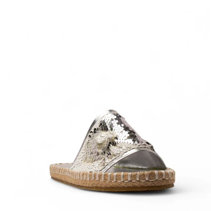 Women Silver Khesh Slipper #3729