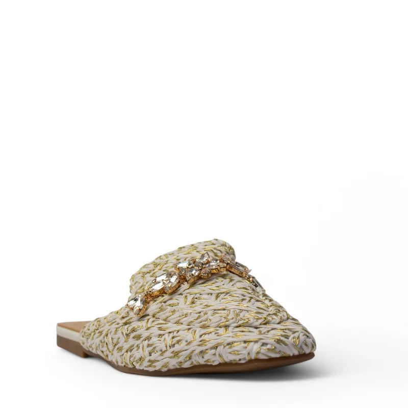 Europeon Union Women White Cloth Mules #3858
