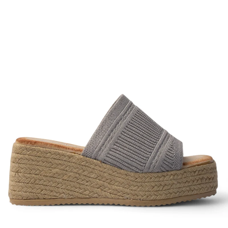Europeon Union Women Silver Cloth Wedges #4131