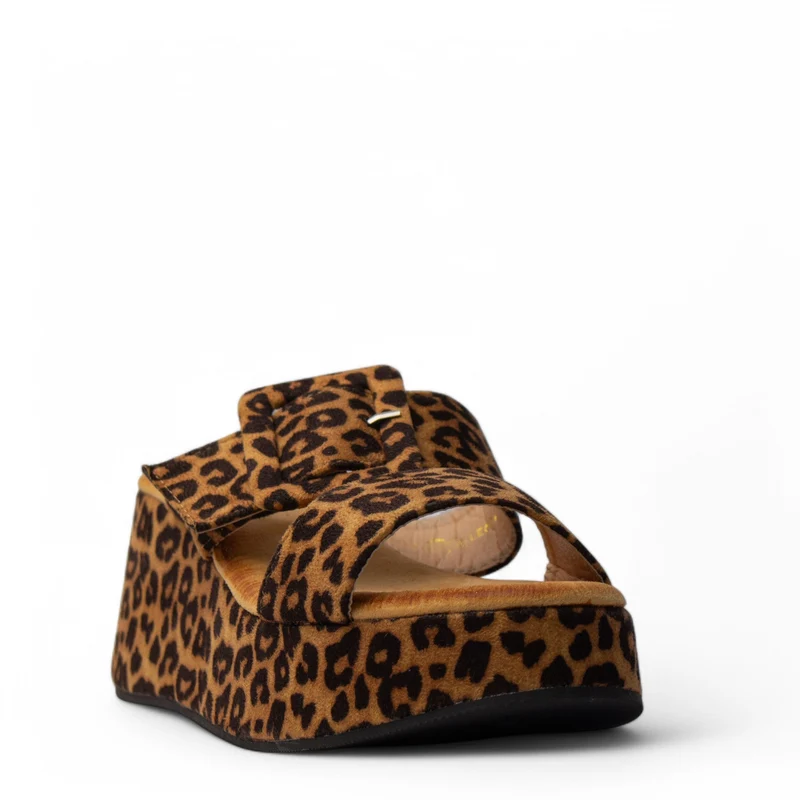 Europeon Union Women Leopard Chamois Wedges #4052