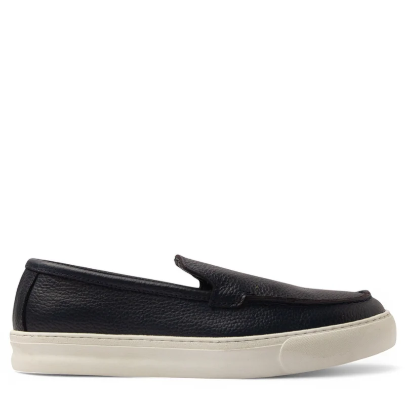 Men Navy Leather Espadrilles #4794