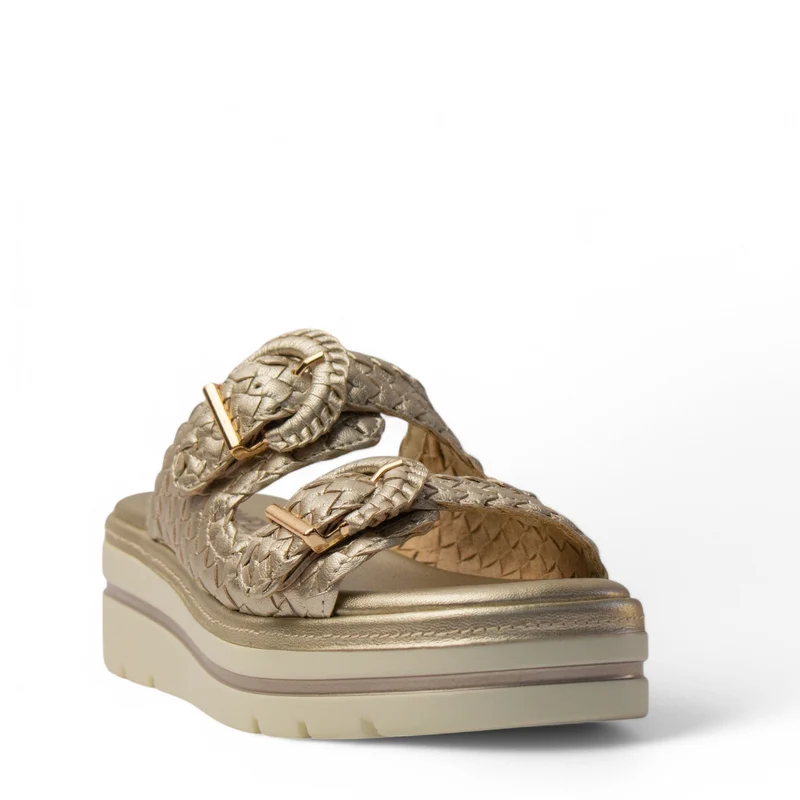 Spanish Women Gold Leather Slipper #4283