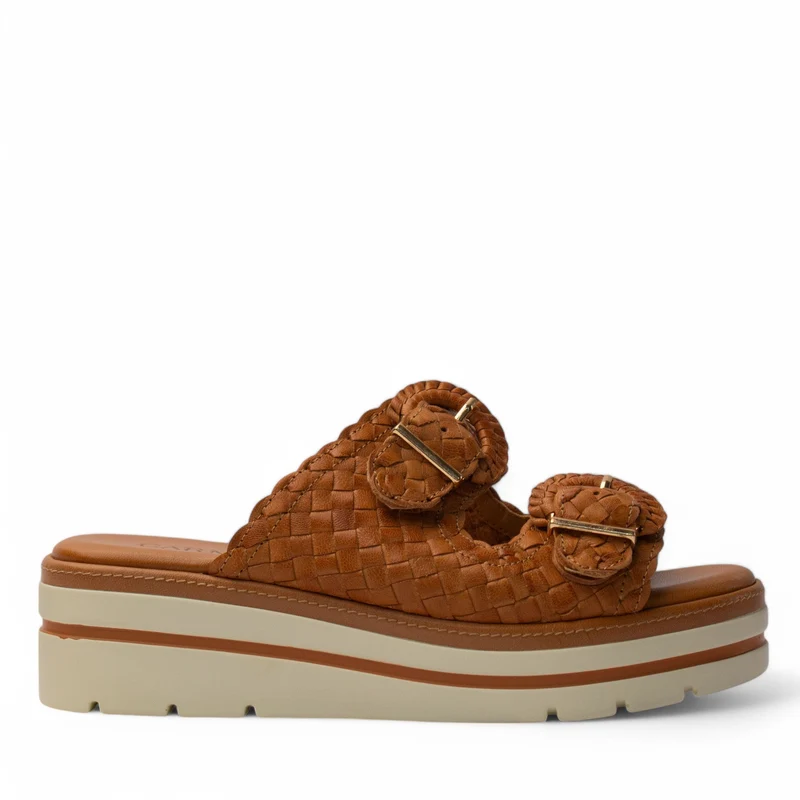 Spanish Women Camel Leather Slipper #4282
