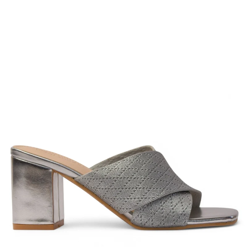 Europeon Union Women Silver Cloth Heels #3953