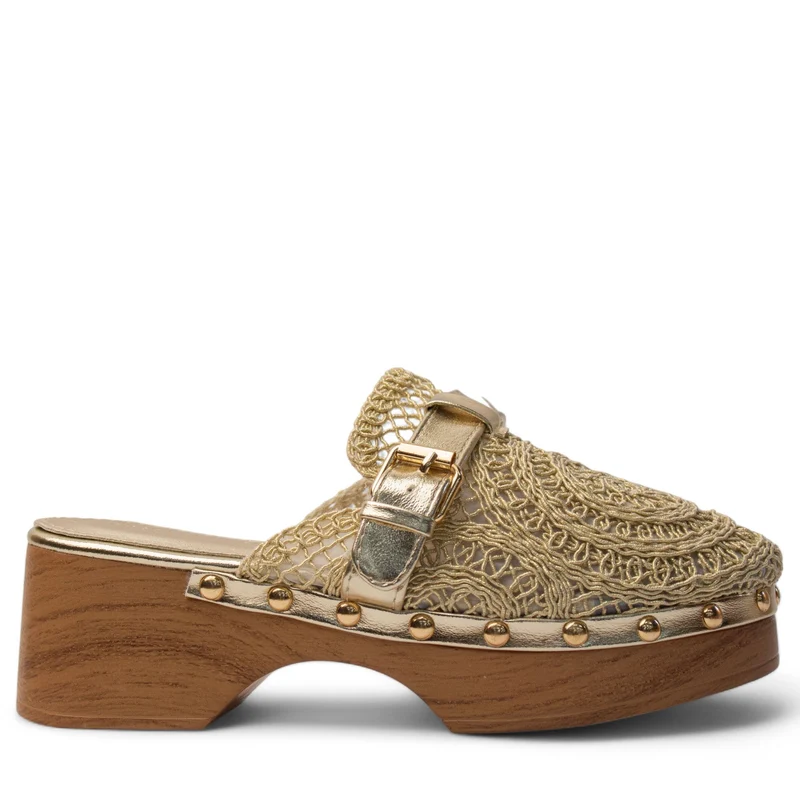 Europeon Union Women Gold Cloth Wedges #3930