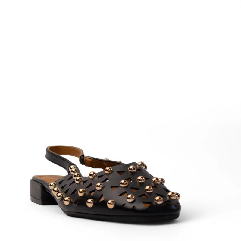 Europeon Union Women Black Leather Sandal #4144