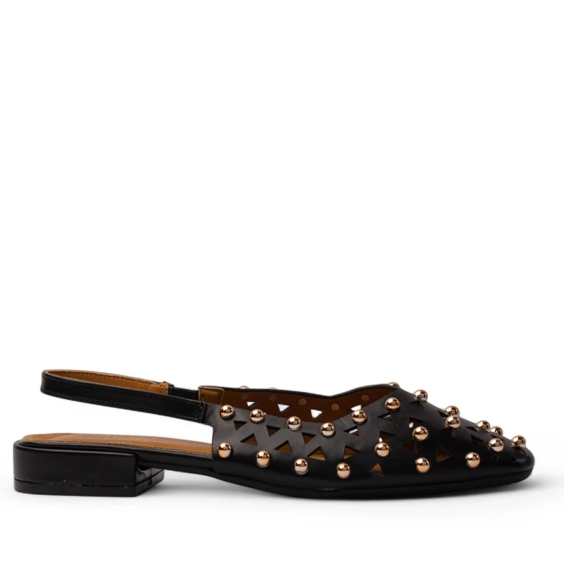 Europeon Union Women Black Leather Sandal #4144