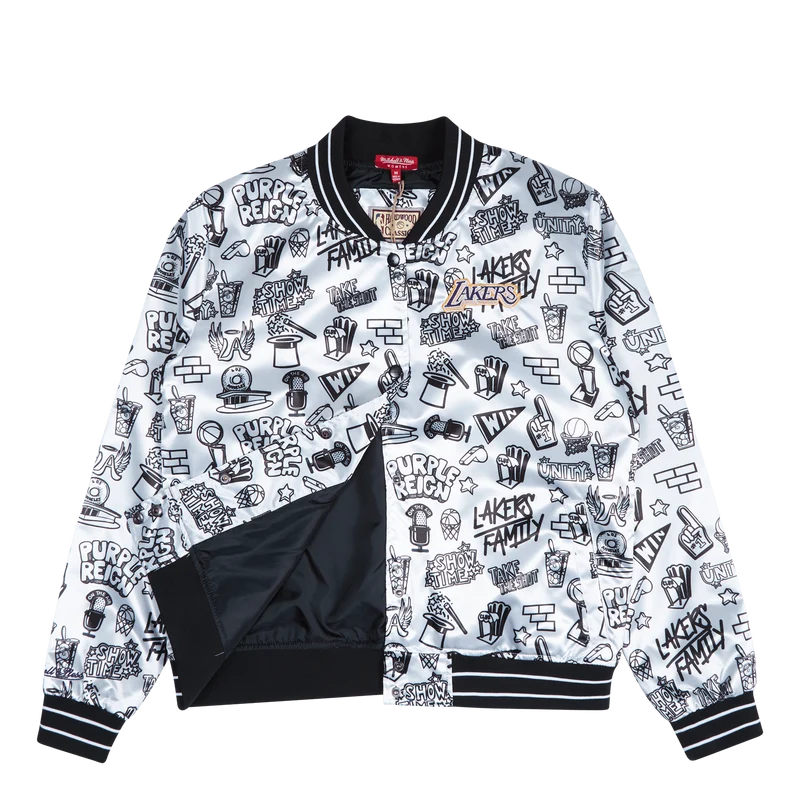 Women's Lakers Doodle Satin Jacket