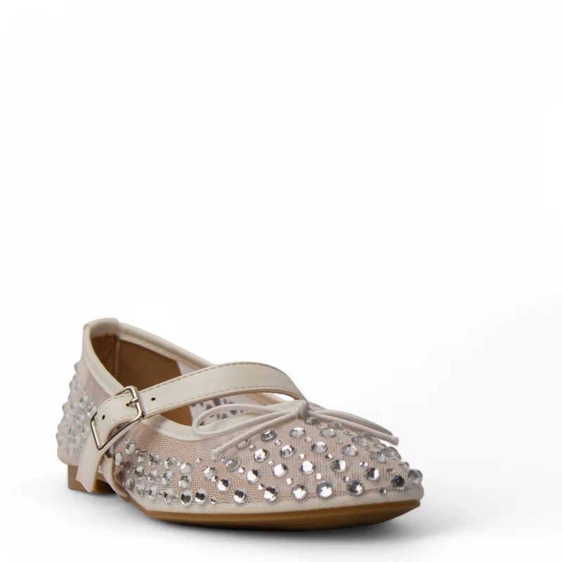 Europeon Union Women White Satin Ballerina #4142