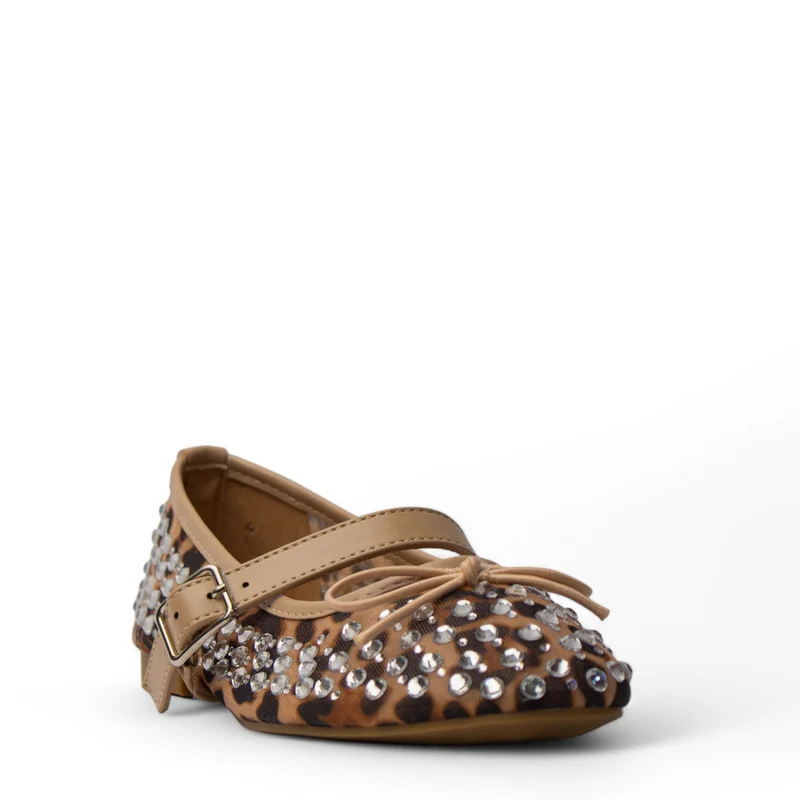 Europeon Union Women Leopard Satin Ballerina #4141