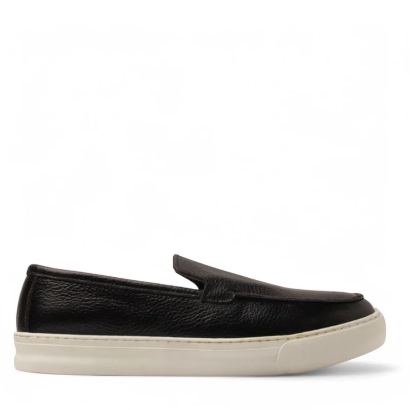 Men Black Leather Espadrilles #4793