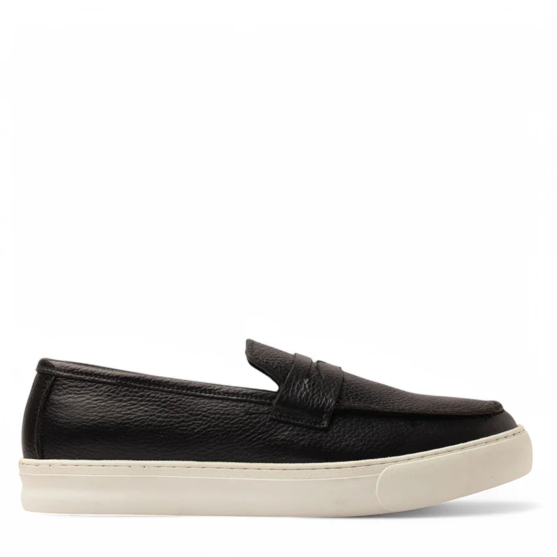 Men Black Leather Espadrilles #4786